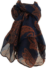 Load image into Gallery viewer, Pamper Yourself Now Blue with Orange Paisley Pattern Long Scarf, Soft Ladies Fashion London