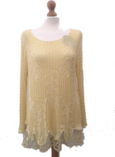 Load image into Gallery viewer, Pamper Yourself Now ltd Ladies Yellow Crochet lace Long Sleeve top.Made in Italy (AA2)