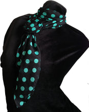 Load image into Gallery viewer, Pamper Yourself Now Black with Green Big spot Small Scarf with Clip