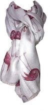 Load image into Gallery viewer, White with watercolour flamingo scarf with frayed edge long soft scarf