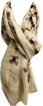 Load image into Gallery viewer, Pamper Yourself Now Beige with Brown/tan Beagles Long Scarf with Frayed Edge, Great Presents/Gift for Beagle Dog Lovers.