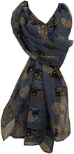 Load image into Gallery viewer, Pamper Yourself Now Blue Sketched Sheep Design Long Scarf, Soft Ladies Fashion London