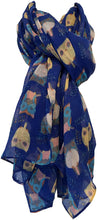 Load image into Gallery viewer, Pamper Yourself Now Blue Big Eye Owls Design Pretty Scarf, Long Soft Ladies Fashion London