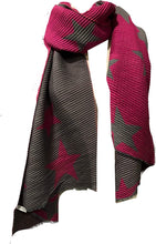 Load image into Gallery viewer, Hot Pink and grey star blanket scarf