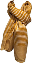 Load image into Gallery viewer, Yellow with white stripes unisex long soft scarf, great for a present/gift.