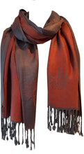 Load image into Gallery viewer, Orange and grey mulberry tree pashmina