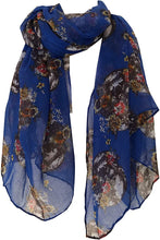 Load image into Gallery viewer, Pamper Yourself Now Blue Skull with Flower Design Scarf