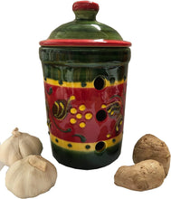 Load image into Gallery viewer, Red and Dark Green Olive Design Garlic Keeper Pot (7)