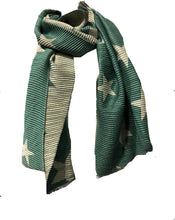 Load image into Gallery viewer, Duck egg and beige star blanket scarf