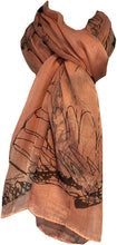 Load image into Gallery viewer, Peach with Brown Eagle and Skull Design Scarf/wrap.