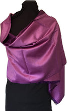 Load image into Gallery viewer, Dark and Light Purple Reversible 100% Silk Scarf/wrap with Slightly Frayed Edge Lovely Long Scarf