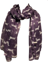 Load image into Gallery viewer, Purple with white dachshund scarf