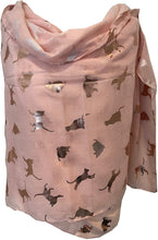 Load image into Gallery viewer, Pink with gold foiled cats long soft scarf