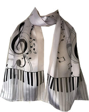 Load image into Gallery viewer, white/black music scarf