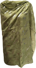 Load image into Gallery viewer, Pamper Yourself Now Olive Green with Silver Foiled Glitter Dragonfly Design Long Scarf/wrap