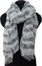 Load image into Gallery viewer, Pamper Yourself Now Big Scarf with White with Black Notes Print Scarf. Lovely Warm Winter Scarf Fantastic Gift