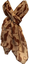 Load image into Gallery viewer, Pamper Yourself Now Beige with Brown Silhouette Cats Long Scarf