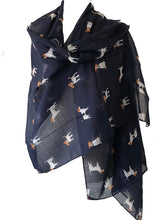 Load image into Gallery viewer, Pamper Yourself Now Navy Blue Jack Russell Dog Scarf/wrap