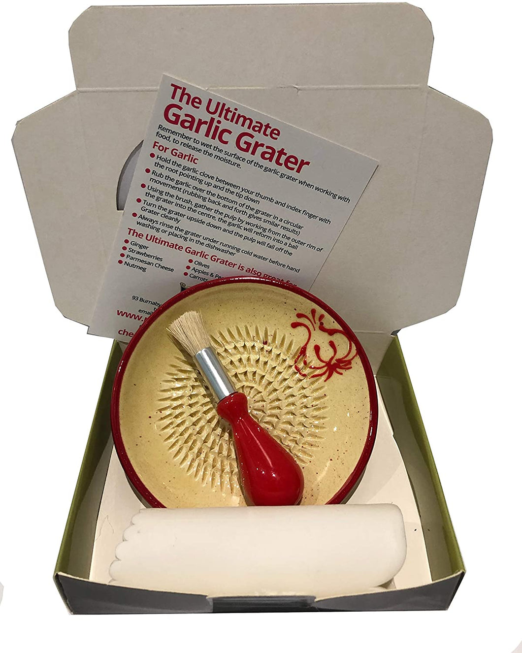 Red Garlic Design (3) Garlic and Ginger Grater Set with Brush and Peeler. A Must for Every Foodie who Loves to Cook.