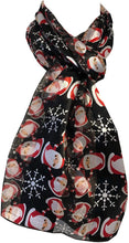Load image into Gallery viewer, Pamper Yourself Now Black Father Christmas Design Scarf Thin Pretty Christmas Scarf