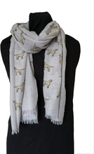 Load image into Gallery viewer, Pamper Yourself Now Grey Labrador Design 2 Long Scarf with Frayed Edge