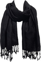 Load image into Gallery viewer, Plain Black Pashmina Style Scarf/wrap