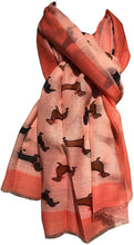 Load image into Gallery viewer, pink dachshund scarf for women