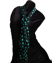 Load image into Gallery viewer, Pamper Yourself Now Black with Green Big spot Small Scarf with Clip
