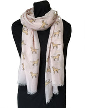 Load image into Gallery viewer, Pamper Yourself Now Pink Labrador Design 2 Long Scarf with Frayed Edge