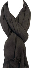 Load image into Gallery viewer, Pamper Yourself Now Dark Grey Plain Soft Long Scarf/wrap with Frayed Edge