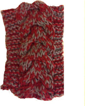 Load image into Gallery viewer, Red/grey mixed coloured woollen machine knitted headband. Warm winter headband