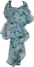 Load image into Gallery viewer, Pamper Yourself Now Blue Sketched Mixed Dog Design Scarf Pug, Sausage Dog, Labrador and whippit