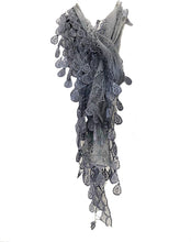 Load image into Gallery viewer, Pamper yourself Light Grey Leaf Lace Scarf