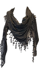 Load image into Gallery viewer, Pamper Yourself Now Light Grey Jersey with Sparkle and lace Trimmed Triangle Scarf Fashion Fab Gift