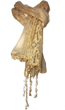 Load image into Gallery viewer, Pamper Yourself Now Yellow/Mustard Pretty lace Soft Long Scarf