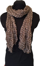 Load image into Gallery viewer, Pamper Yourself Now Brown with White Small Spots Design Long Scarf