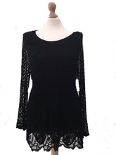 Load image into Gallery viewer, Pamper Yourself Now ltd Ladies Black Crochet lace Long Sleeve top.Made in Italy (AA4)