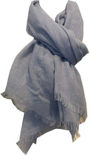 Load image into Gallery viewer, Pamper Yourself Now Sky Blue Plain Soft Long Scarf/wrap with Frayed Edge