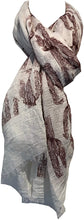 Load image into Gallery viewer, Cream with red cactus scarf with frayed edge long soft scarf