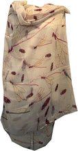 Load image into Gallery viewer, Pamper Yourself Now Creamy White with Dragonfly and Bugs Design Long Soft Scarf, Great Present/Gift.
