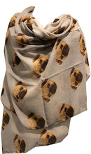 Load image into Gallery viewer, Grey pug dogs, Long Scarf, Soft Ladies Fashion London