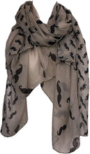 Load image into Gallery viewer, Pamper Yourself Now Moustache Patterned Scarves London Fashion Long Soft Scarves