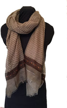 Load image into Gallery viewer, Pamper Yourself Now Dark Brown Scarf with Dark Brown Spotty Scarves with Borders, Long, Soft, Pretty Scarf/Wrap