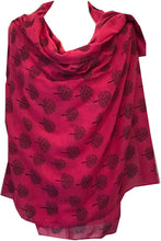 Load image into Gallery viewer, Pamper Yourself Now Fuchsia Pink with Blue Mulberry Tree Design Ladies Fashion Scarves