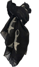 Load image into Gallery viewer, Pamper Yourself Now Black with Grey Laying Down Cats Scarf Great Present for cat Lovers.