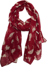 Load image into Gallery viewer, Red with Beige Cats Scarf, Beautiful Design, Fantastic for The Animal Lover in us All