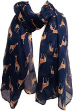 Load image into Gallery viewer, Navy giraffe long soft scarf