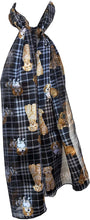 Load image into Gallery viewer, Pamper Yourself Now Black Tartan Shiny Dog Scarf with Different Dog Breeds Thin Long Scarf