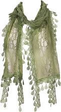 Load image into Gallery viewer, Pamper yourself Illuminous Green Leaf Lace Scarf