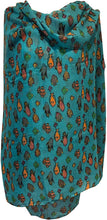 Load image into Gallery viewer, Pamper Yourself Now Teal Fish Scarf with Tropical Fish